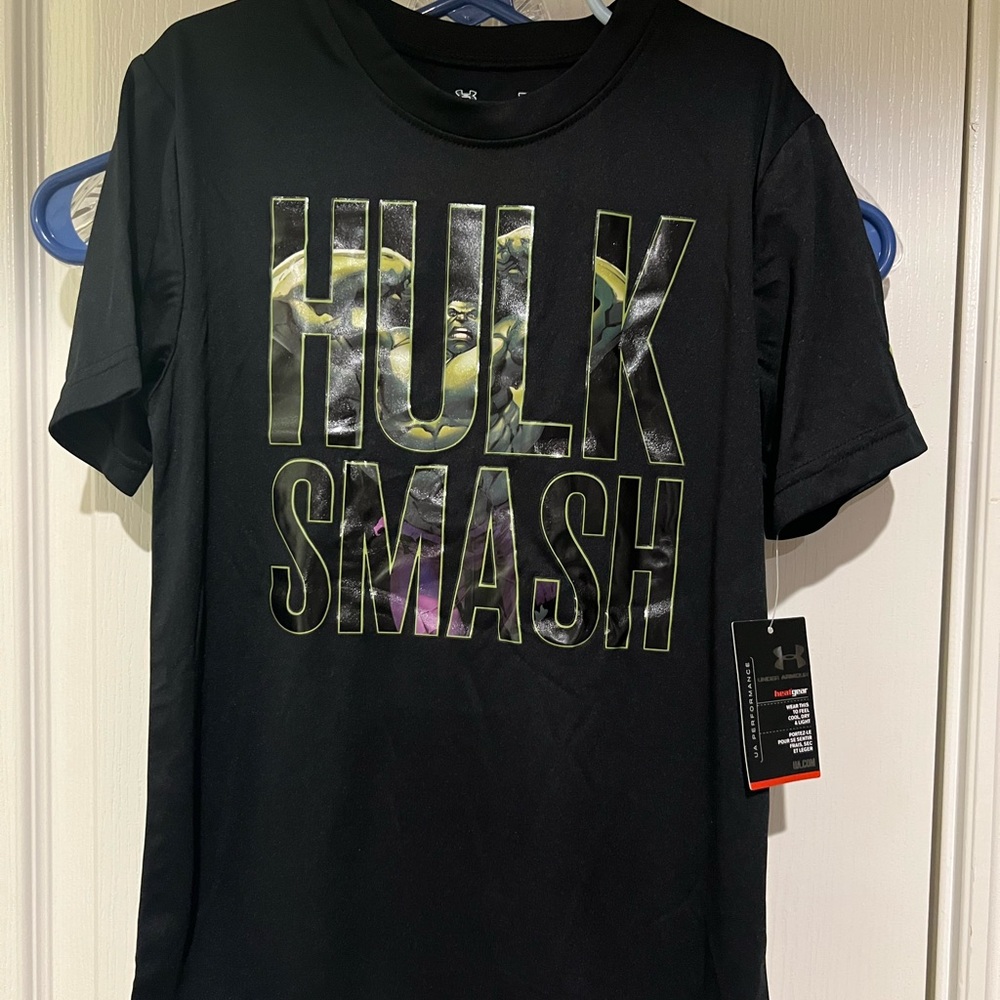 Little Boys Under Armour Marvel Hulk Smash~Size 7~Heatgear T-Shirt~NWT